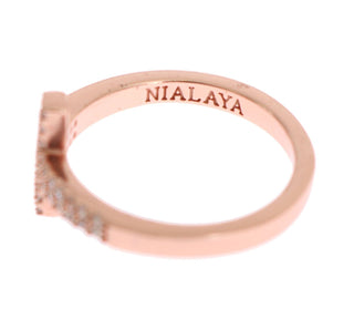Nialaya Pink Gold 925 Silver Womens Cross CZ Ring - Ginchy