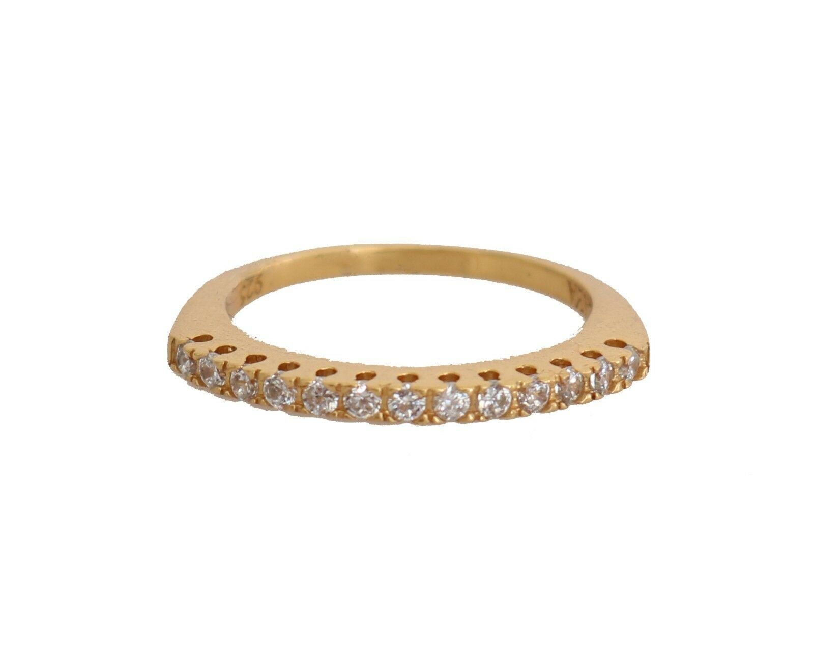 Nialaya Gold Authentic Womens Clear CZ Gold 925 Silver Ring - Ginchy