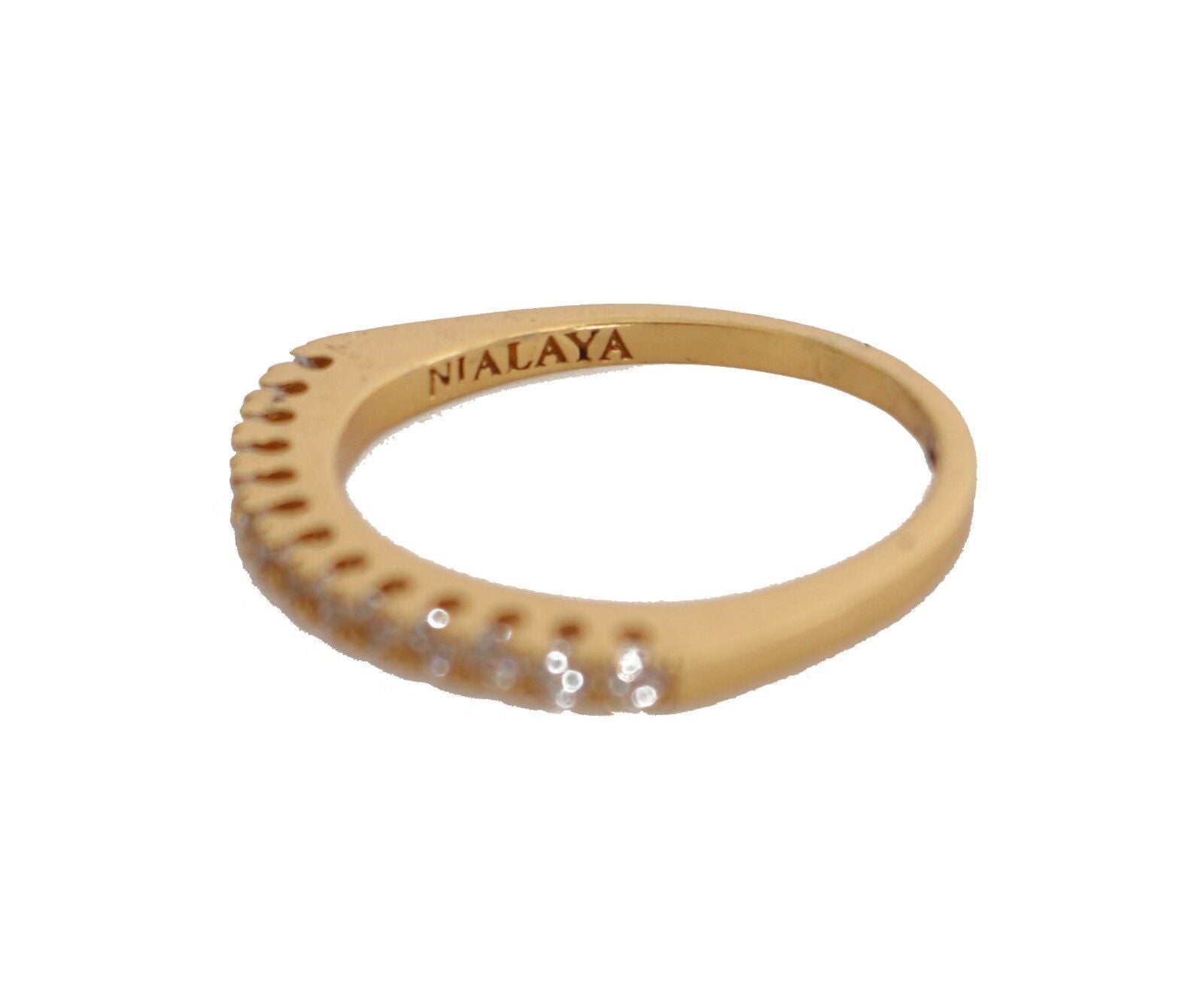 Nialaya Gold Authentic Womens Clear CZ Gold 925 Silver Ring - Ginchy