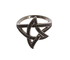 Nialaya Black CZ Rhodium 925 Silver Womens Ring - Ginchy