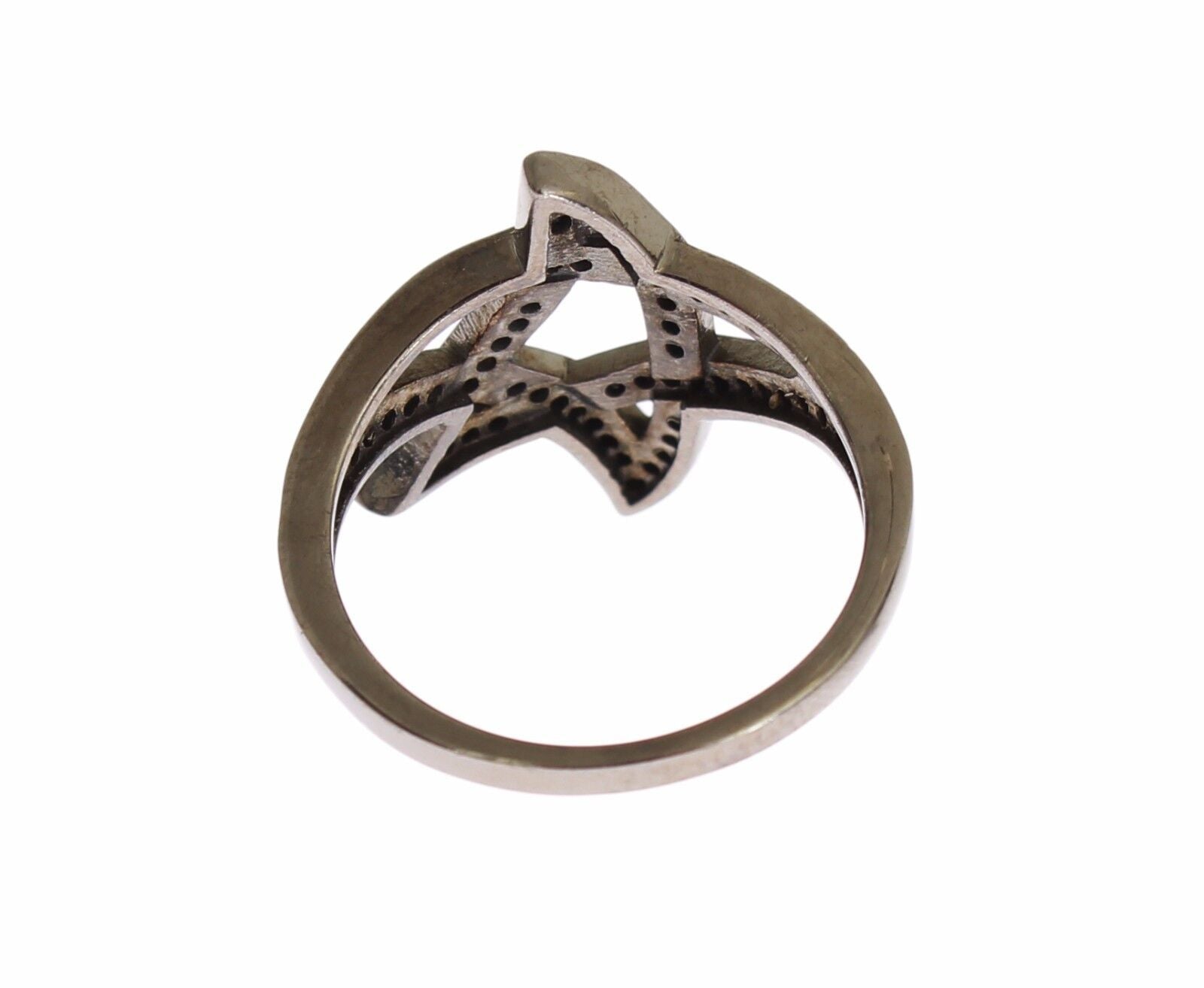 Nialaya Black CZ Rhodium 925 Silver Womens Ring - Ginchy