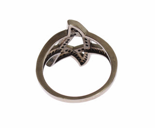 Nialaya Black CZ Rhodium 925 Silver Womens Ring - Ginchy