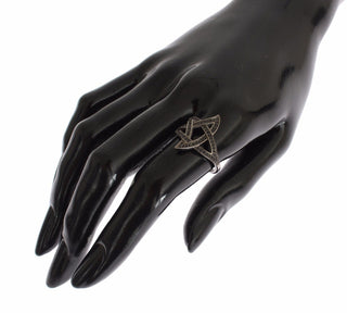 Nialaya Black CZ Rhodium 925 Silver Womens Ring - Ginchy