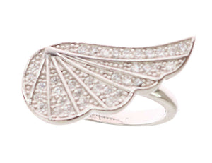 Nialaya Silver Womens Wing Clear CZ 925 Silver Ring - Ginchy