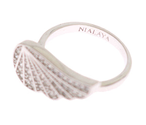 Nialaya Silver Womens Wing Clear CZ 925 Silver Ring - Ginchy
