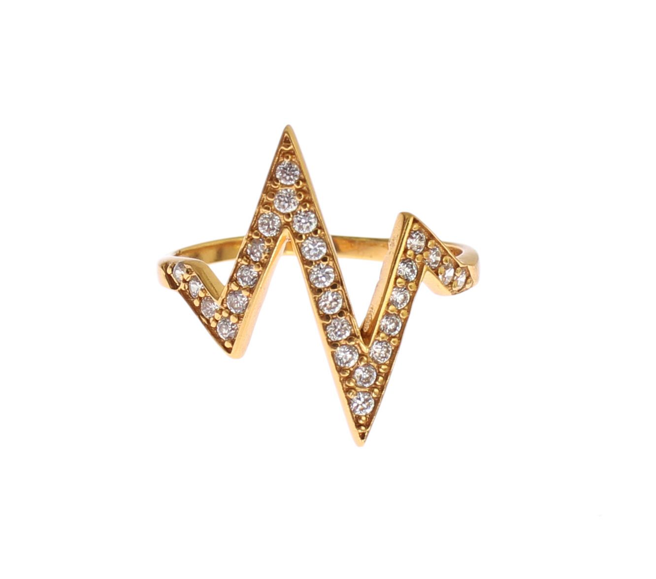 Nialaya Gold 925 Silver Womens Clear CZ 18K Ring - Ginchy