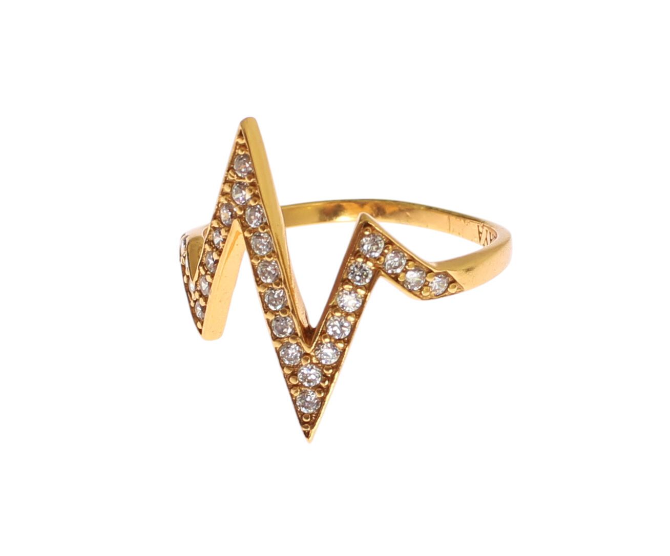 Nialaya Gold 925 Silver Womens Clear CZ 18K Ring - Ginchy