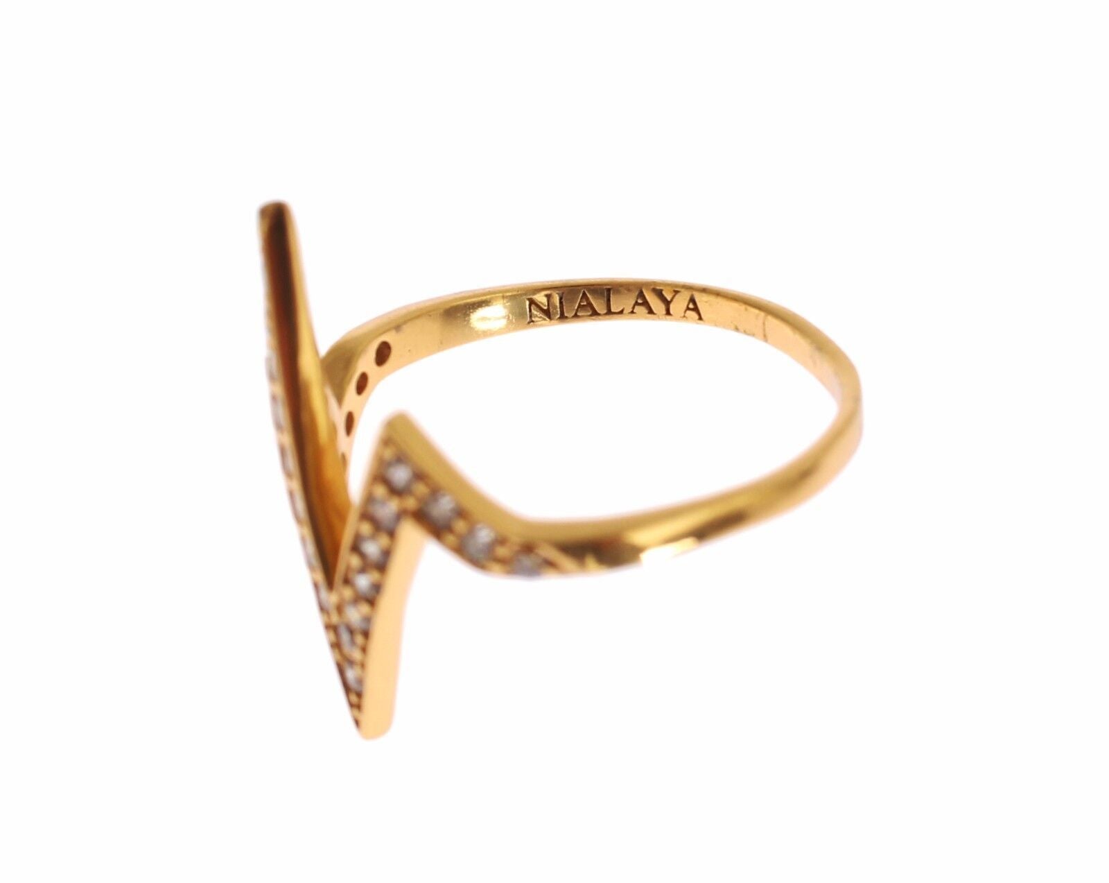 Nialaya Gold 925 Silver Womens Clear CZ 18K Ring - Ginchy