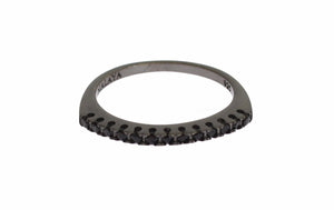 Nialaya Black CZ Rhodium 925 Silver Womens Ring - Ginchy