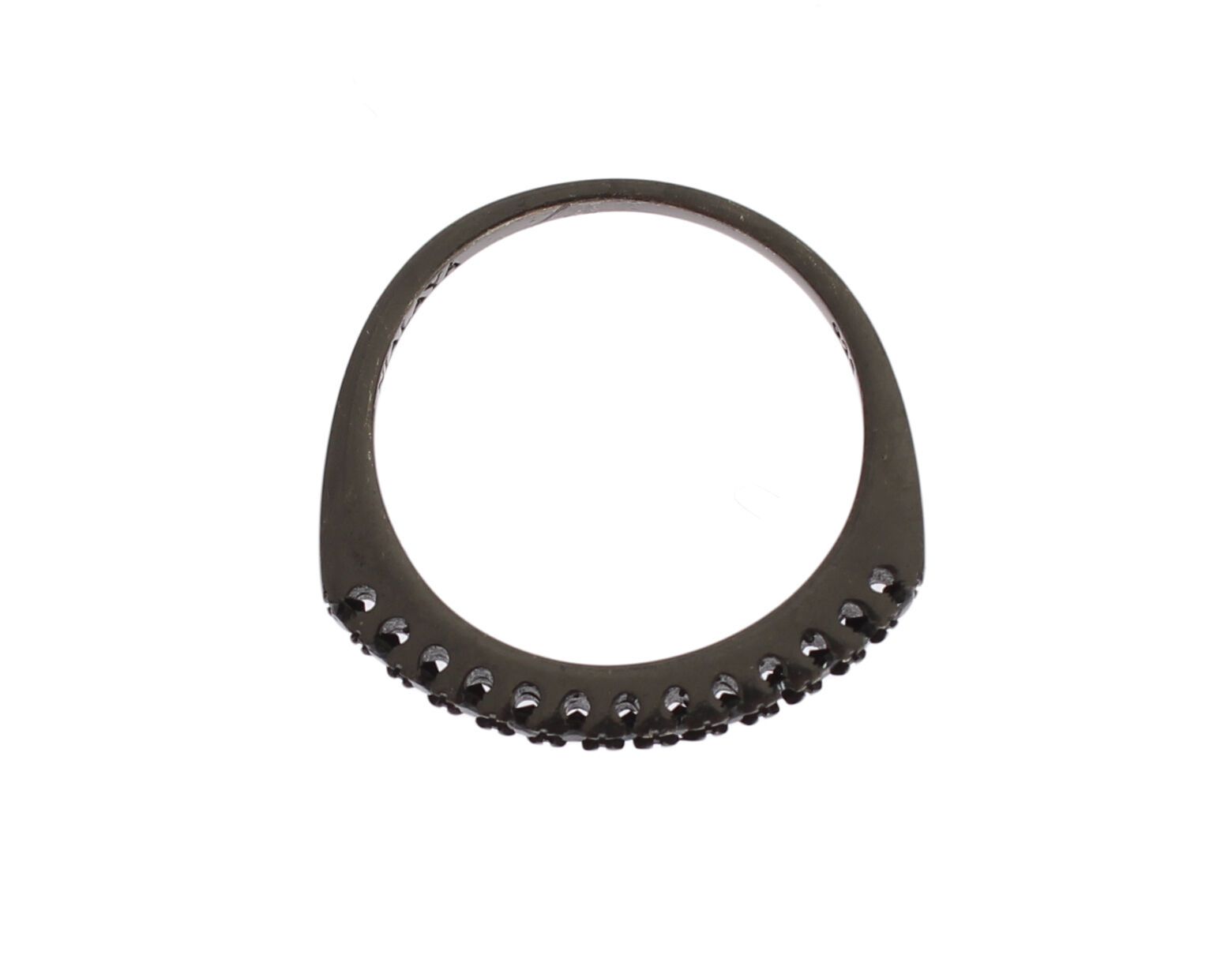 Nialaya Black CZ Rhodium 925 Silver Womens Ring - Ginchy