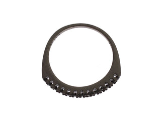 Nialaya Black CZ Rhodium 925 Silver Womens Ring - Ginchy