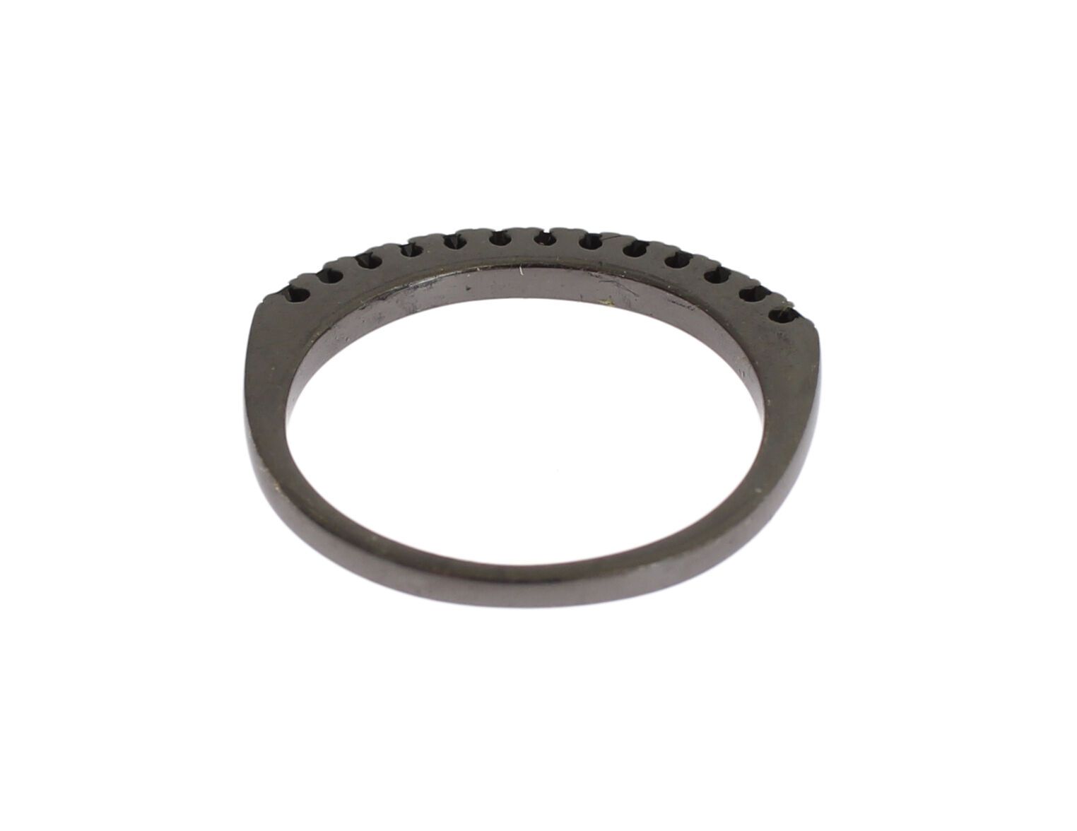 Nialaya Black CZ Rhodium 925 Silver Womens Ring - Ginchy