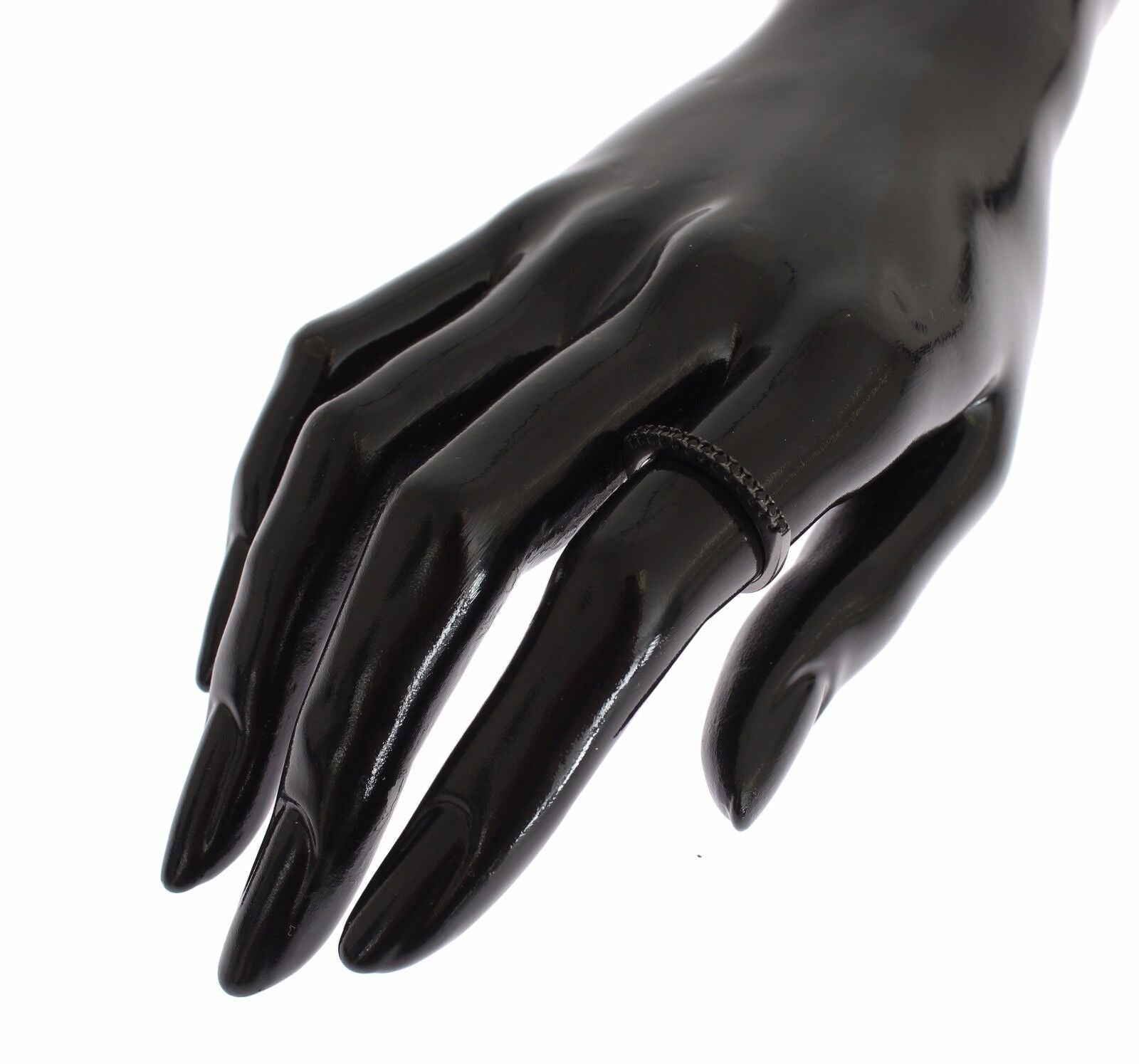 Nialaya Black CZ Rhodium 925 Silver Womens Ring - Ginchy