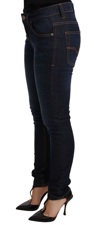 Versace Jeans Dark Blue Cotton Low Waist Skinny Denim Jeans - Ginchy