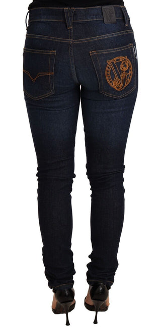Versace Jeans Dark Blue Cotton Low Waist Skinny Denim Jeans - Ginchy