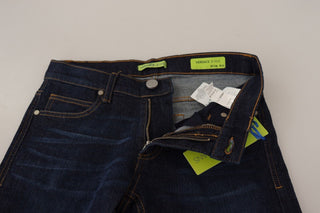Versace Jeans Dark Blue Cotton Low Waist Skinny Denim Jeans - Ginchy