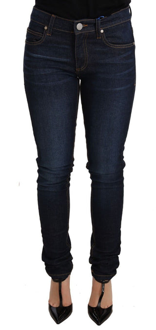 Versace Jeans Dark Blue Cotton Low Waist Skinny Denim Jeans - Ginchy