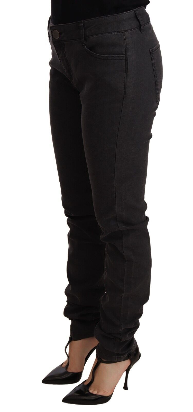 PINKO Black Cotton Stretch Skinny Mid Waist Women Denim Jeans - Ginchy