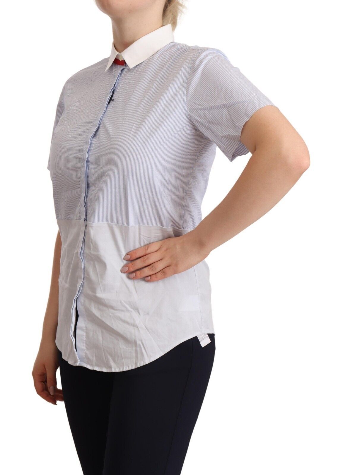 AGLINI Light Blue Cotton Short Sleeves Collared Polo Top - Ginchy