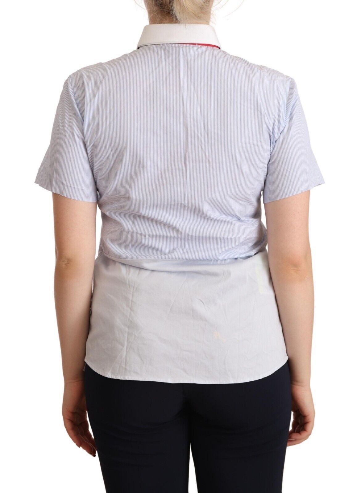 AGLINI Light Blue Cotton Short Sleeves Collared Polo Top - Ginchy