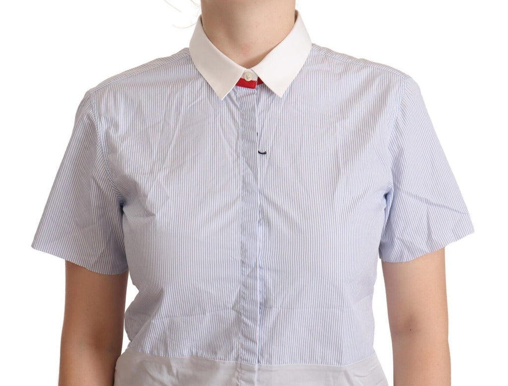 AGLINI Light Blue Cotton Short Sleeves Collared Polo Top - Ginchy