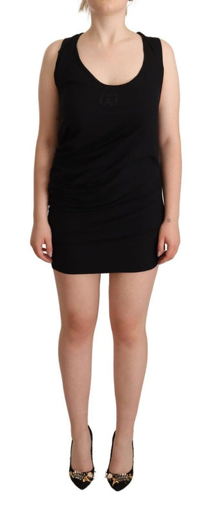 Roberto Cavalli Black Sleeveless Cotton Sheath Mini Dress - Ginchy