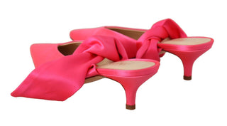 GIA COUTURE Pink Leather Lace Up Kitten Heels Pumps Shoes - Ginchy