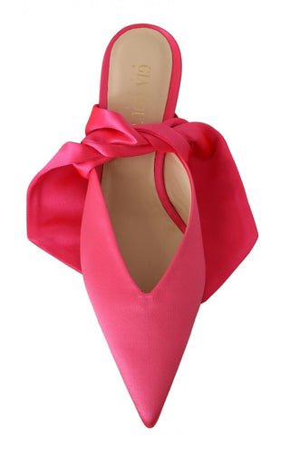 GIA COUTURE Pink Leather Lace Up Kitten Heels Pumps Shoes - Ginchy