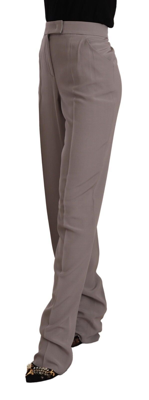 Armani Brown High Waist Silk Tapered Long Pants - Ginchy