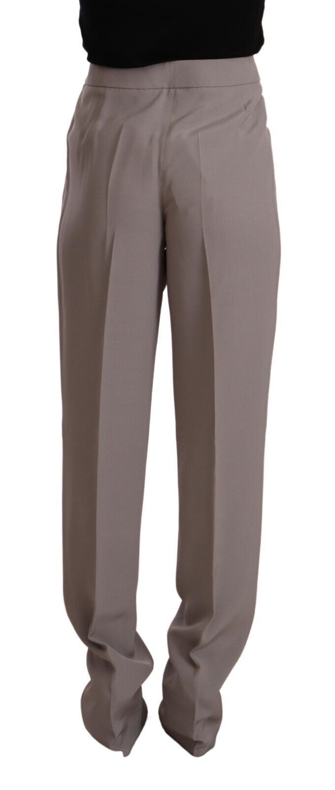 Armani Brown High Waist Silk Tapered Long Pants - Ginchy