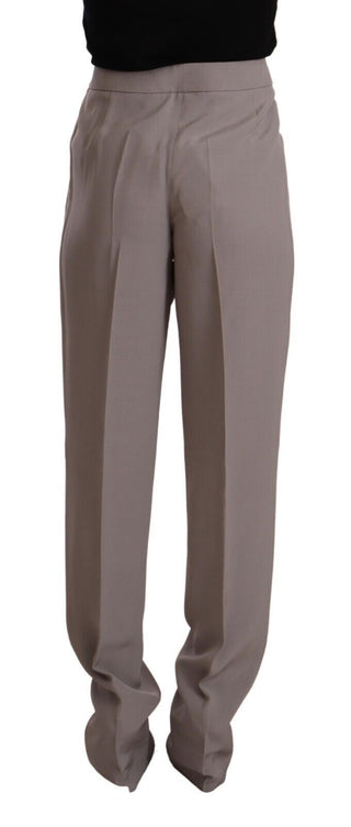 Armani Brown High Waist Silk Tapered Long Pants - Ginchy