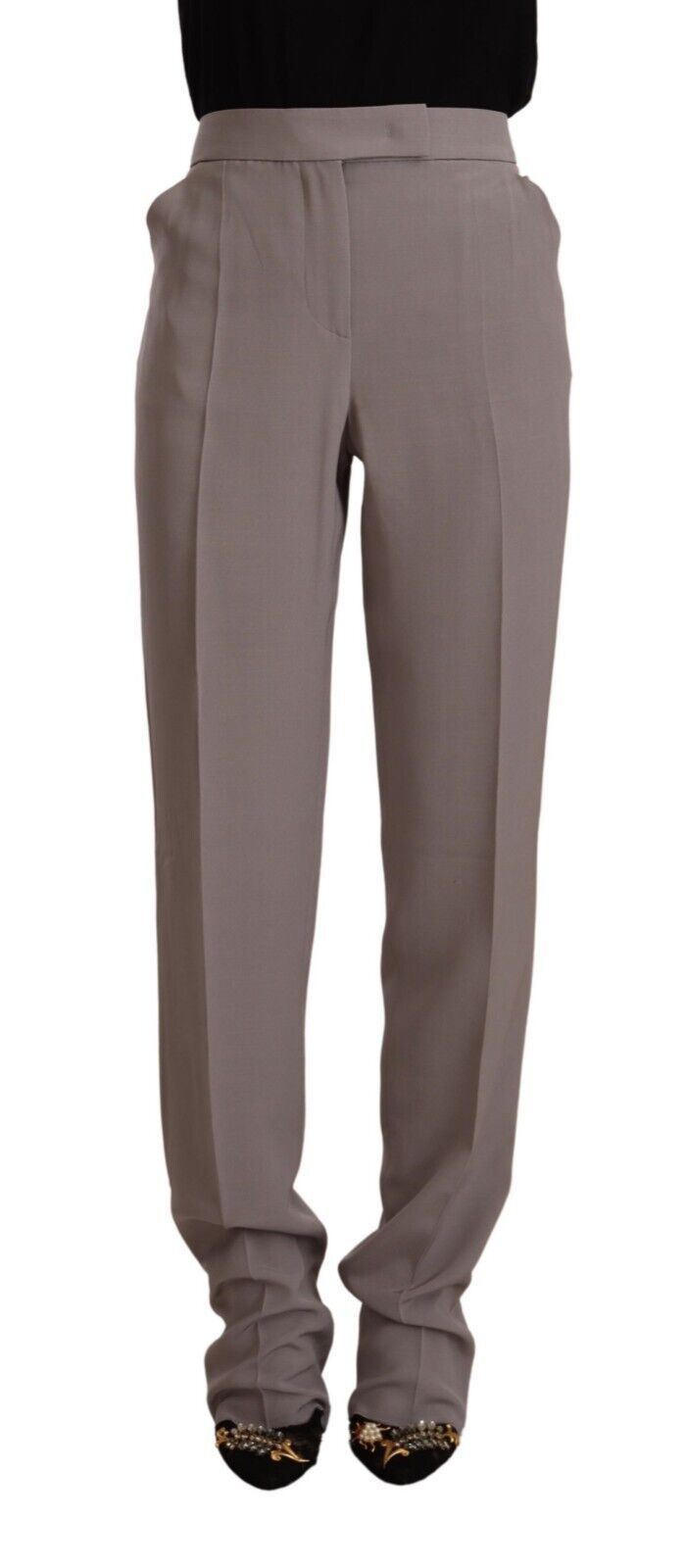 Armani Brown High Waist Silk Tapered Long Pants - Ginchy