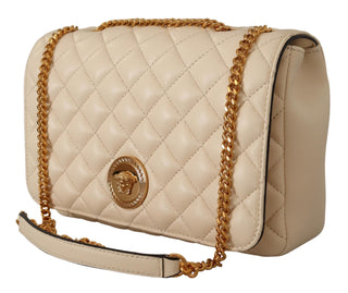 Versace Elegant White Nappa Leather Shoulder Bag - Ginchy