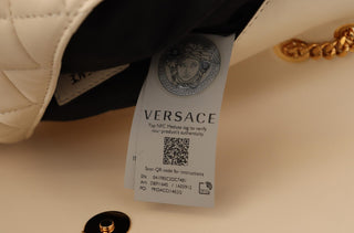 Versace Elegant White Nappa Leather Shoulder Bag - Ginchy