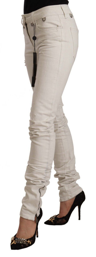 Karl Lagerfeld White Mid Waist Cotton Denim Slim Fit Jeans - Ginchy