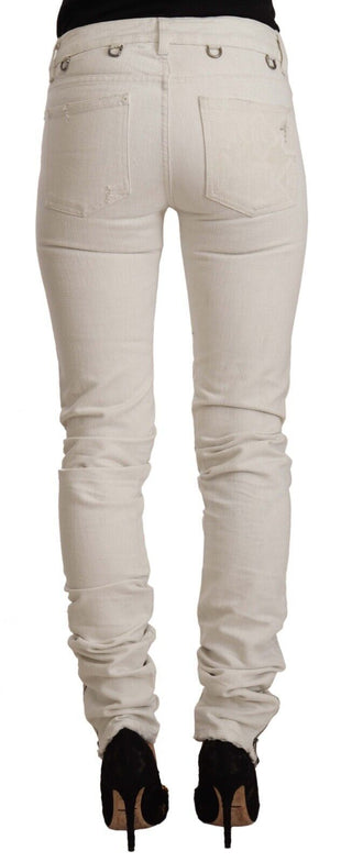 Karl Lagerfeld White Mid Waist Cotton Denim Slim Fit Jeans - Ginchy