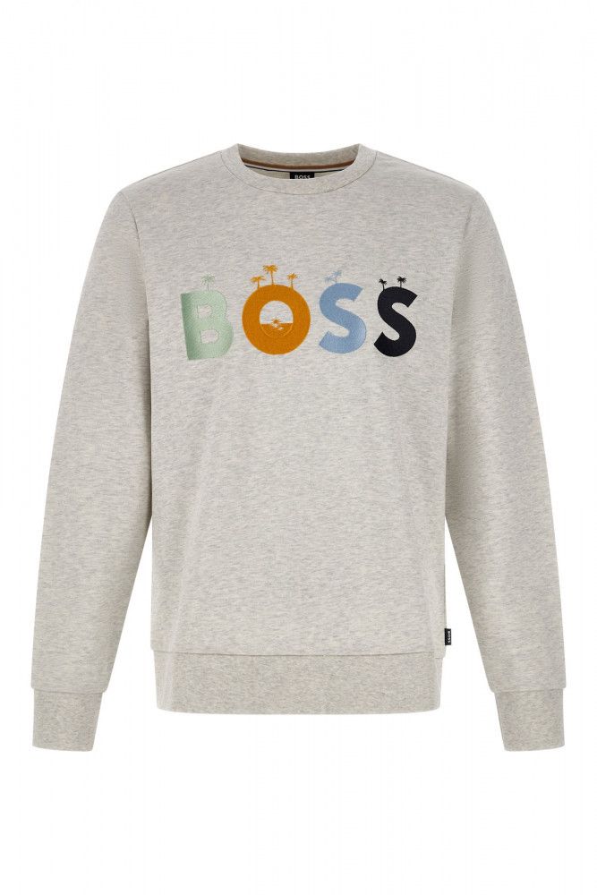 Hugo Boss Elegant Grey Round Neck Cotton Sweatshirt - Ginchy