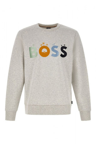 Hugo Boss Elegant Grey Round Neck Cotton Sweatshirt - Ginchy