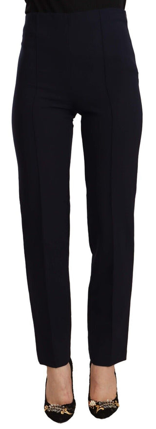 AGLINI Black High Waist Polyester Women Straight Pants - Ginchy