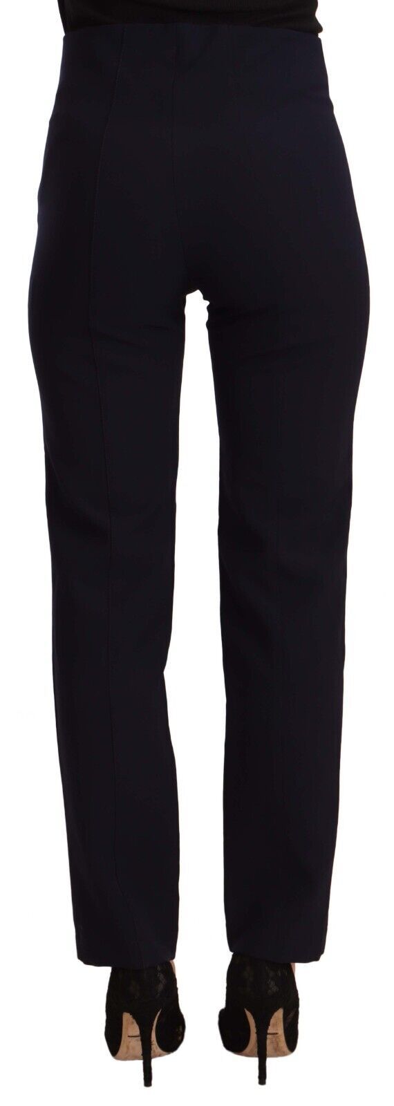 AGLINI Black High Waist Polyester Women Straight Pants - Ginchy