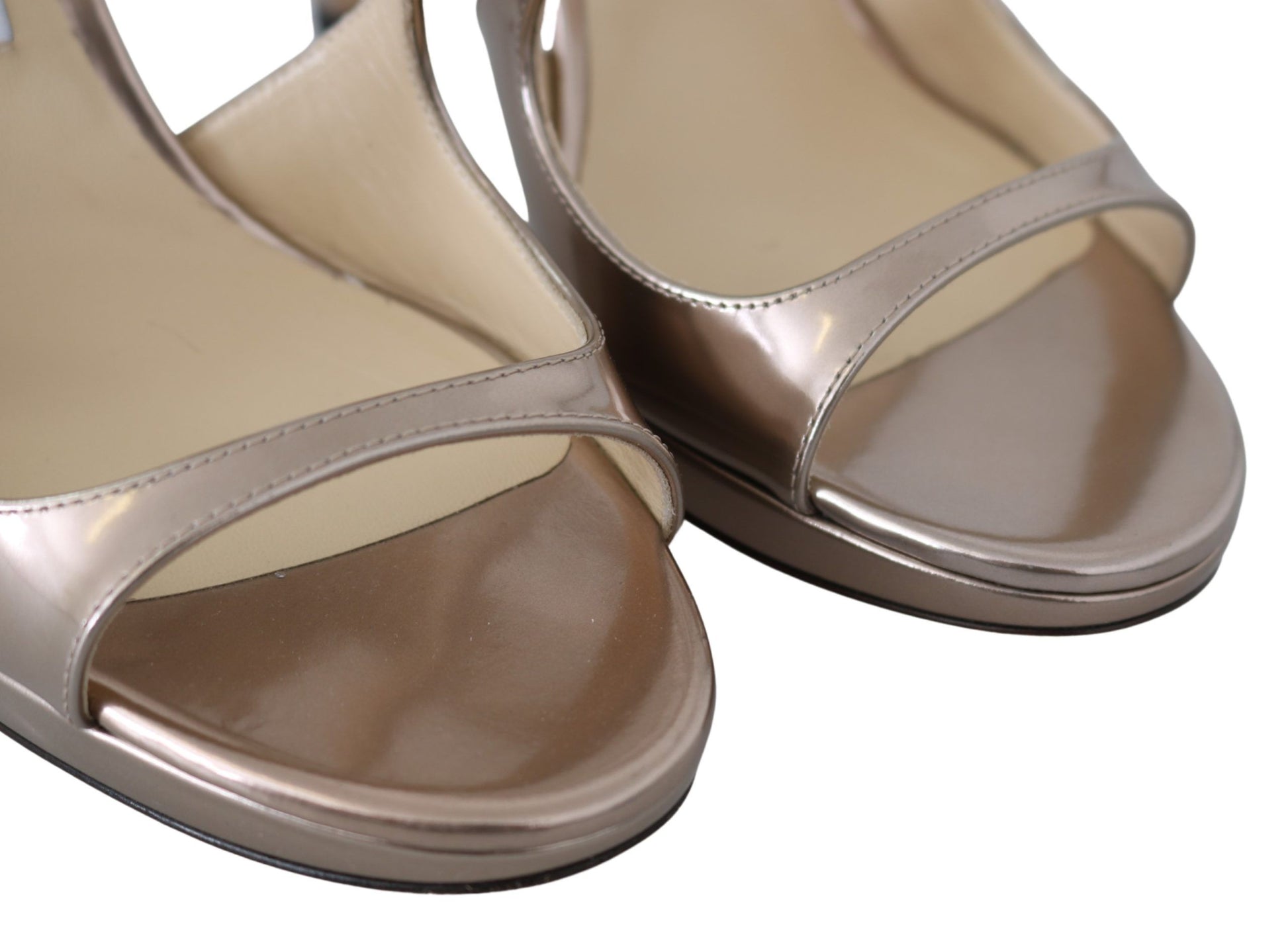 Jimmy Choo Ballet Pink Liquid Mirror Leather Sandals - Ginchy