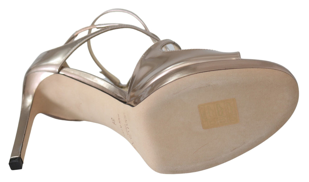 Jimmy Choo Ballet Pink Liquid Mirror Leather Sandals - Ginchy