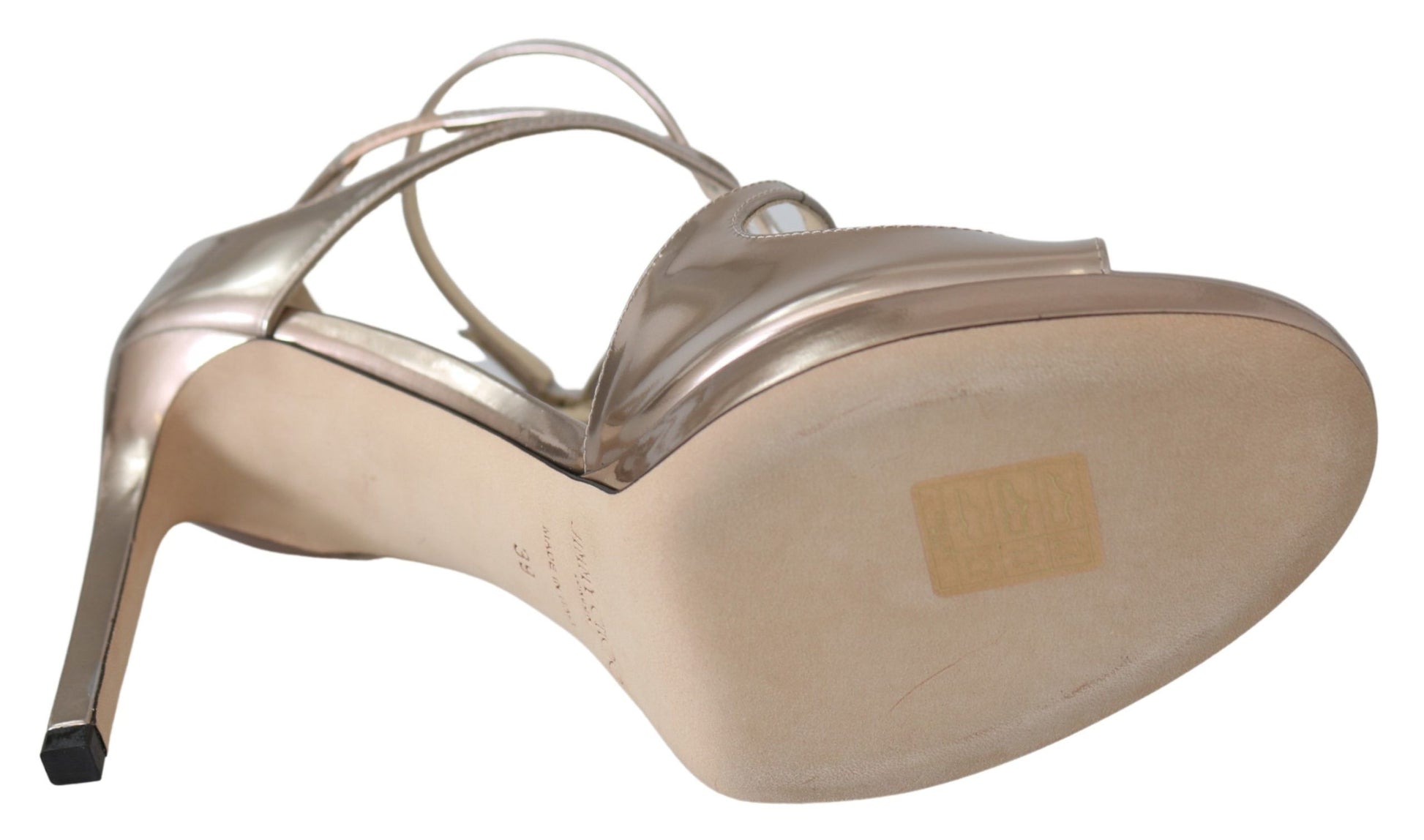Jimmy Choo Ballet Pink Liquid Mirror Leather Sandals - Ginchy