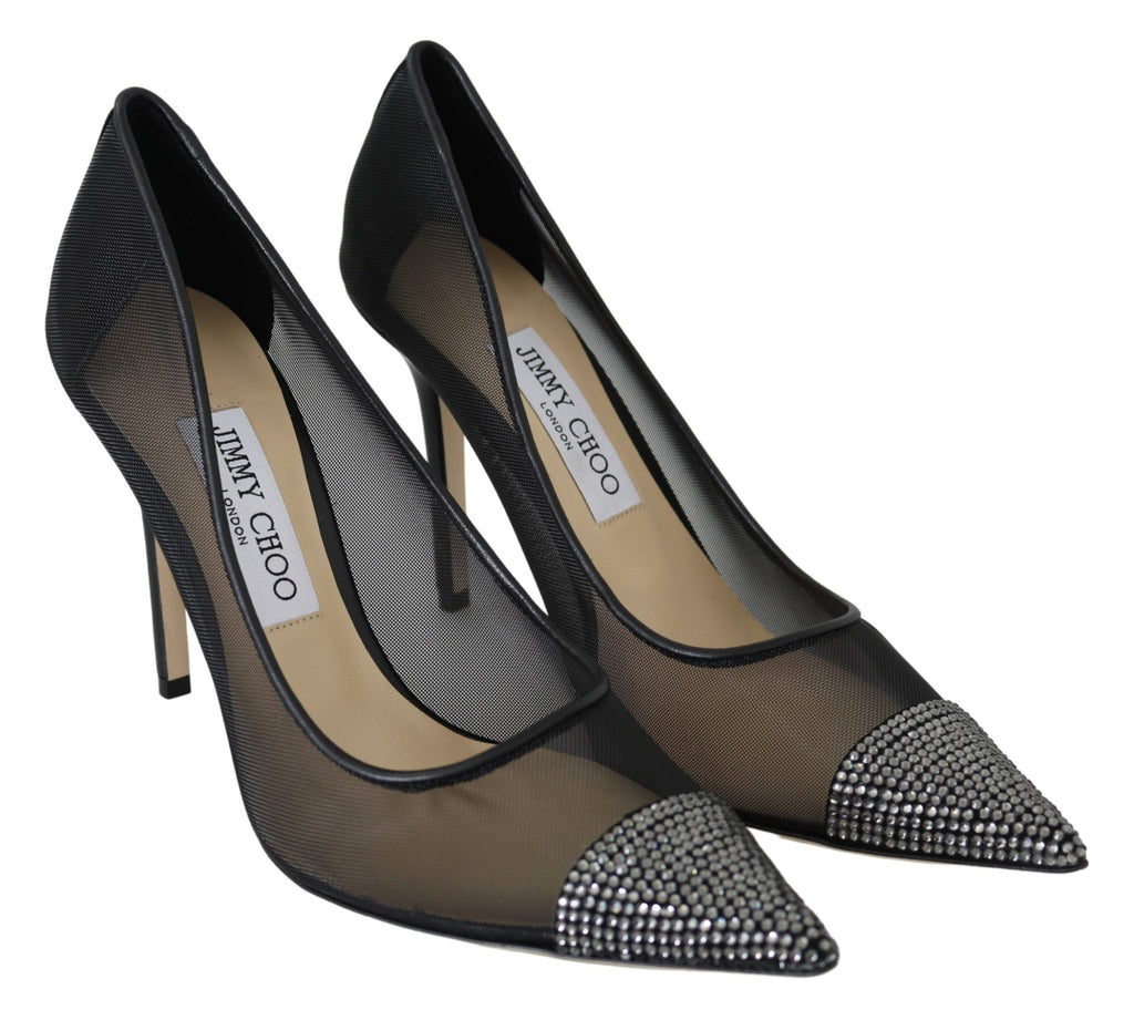 Jimmy Choo Elegant Black Mesh Crystal Pumps - Ginchy