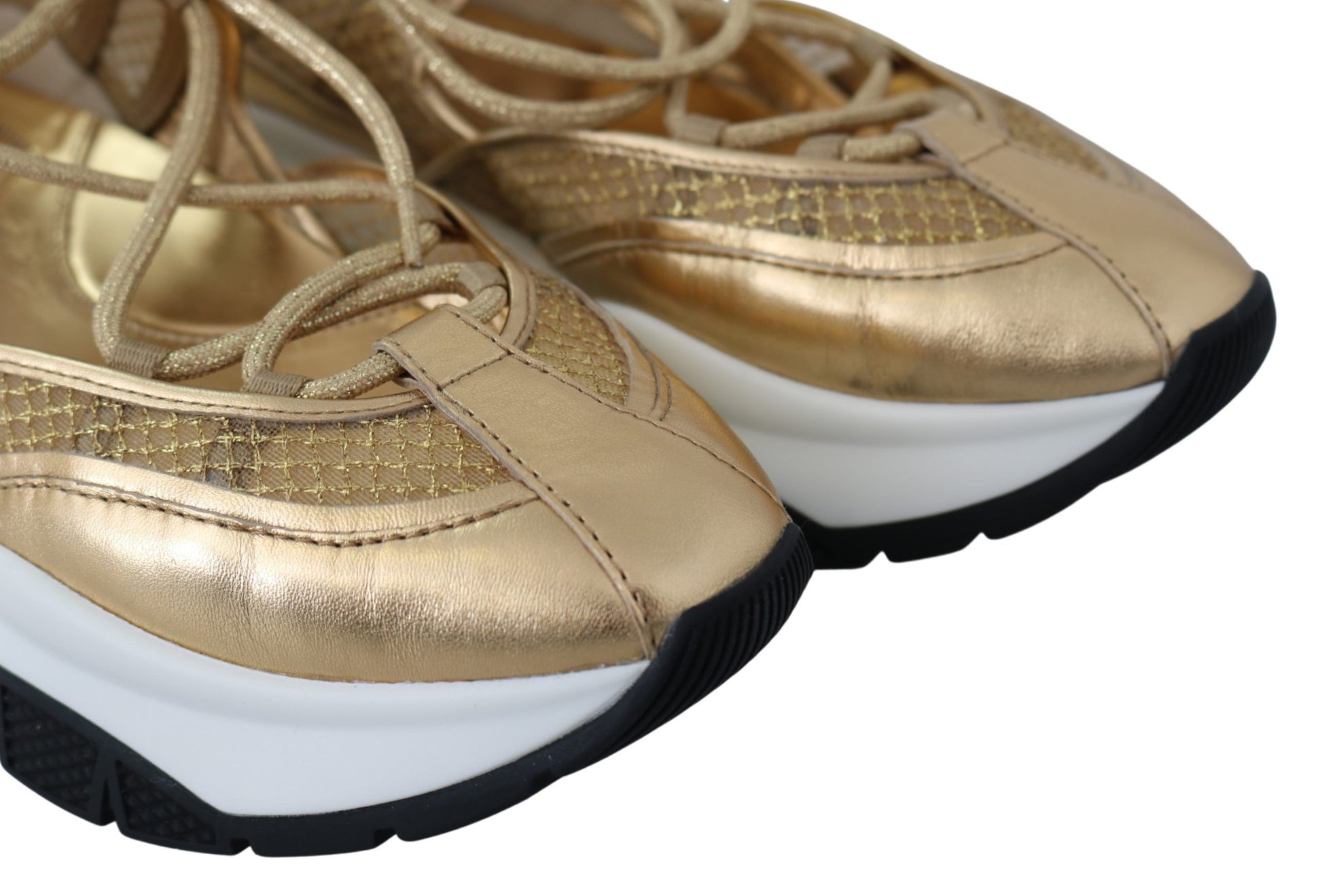 Jimmy Choo Golden Glamour Mesh Leather Sneakers - Ginchy