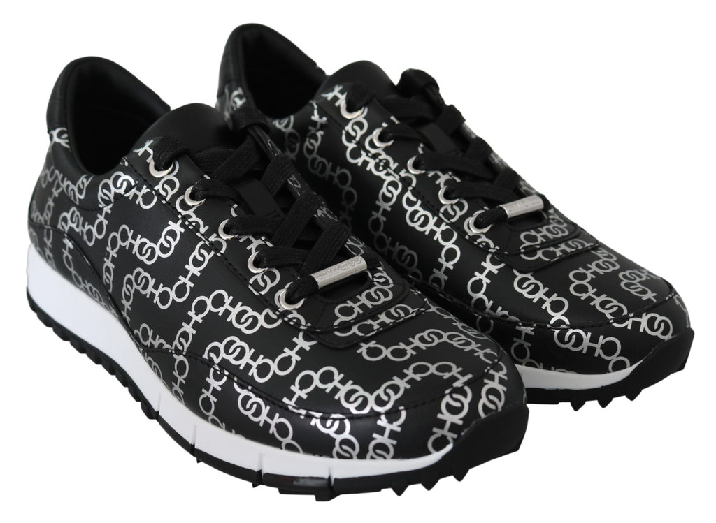 Jimmy Choo Elegant Black & Silver Leather Sneakers - Ginchy