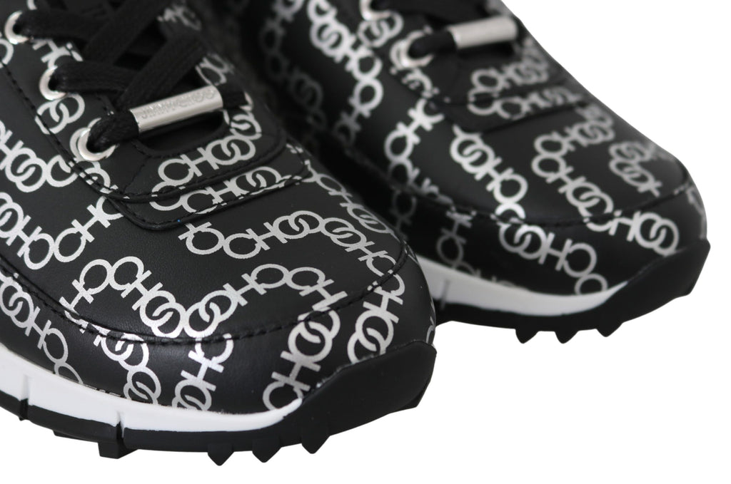 Jimmy Choo Elegant Black & Silver Leather Sneakers - Ginchy