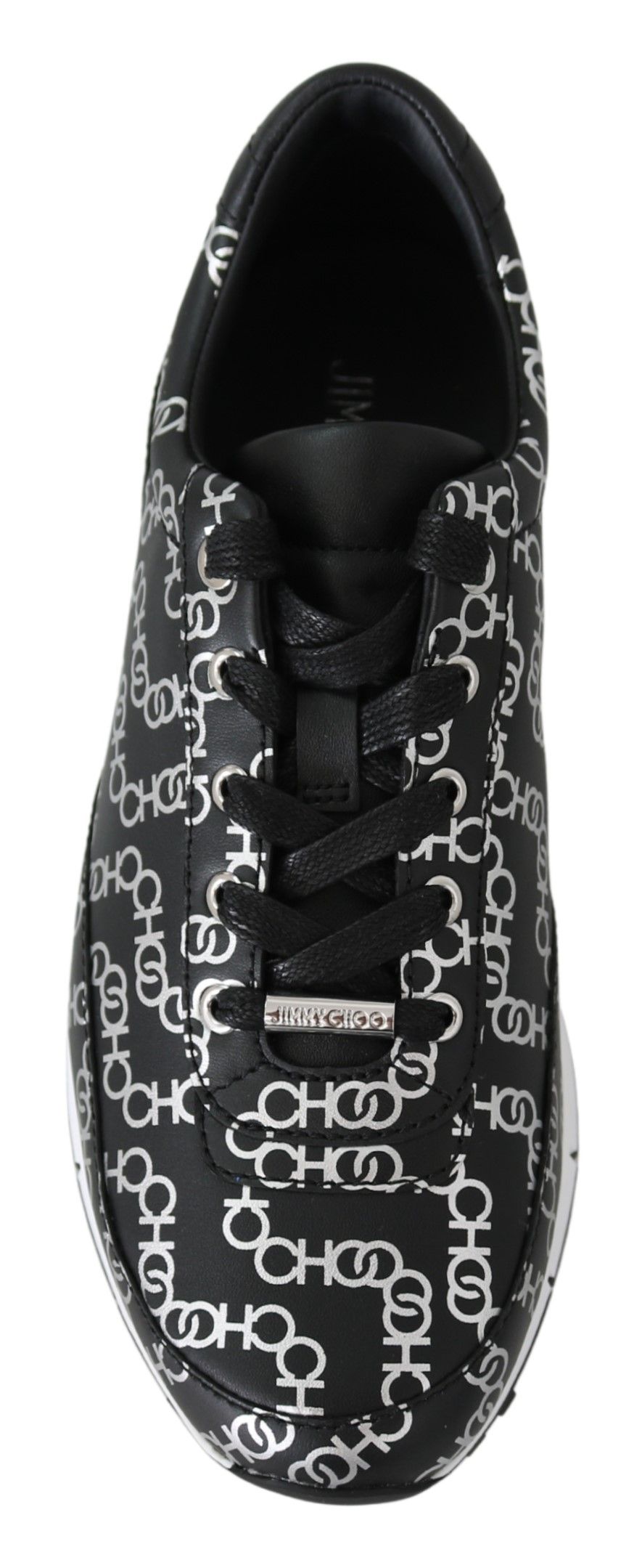 Jimmy Choo Elegant Black & Silver Leather Sneakers - Ginchy