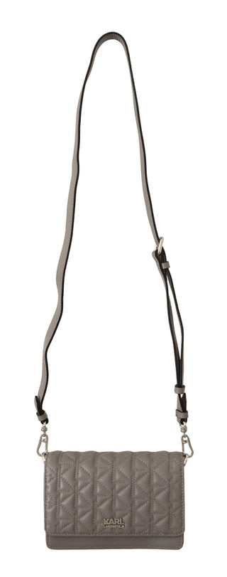 Karl Lagerfeld Elegant Grey Leather Crossbody Bag - Ginchy