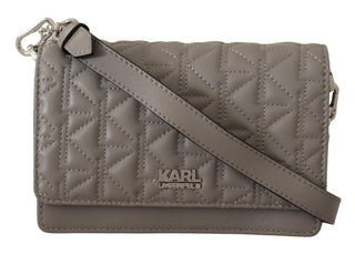 Karl Lagerfeld Elegant Grey Leather Crossbody Bag - Ginchy